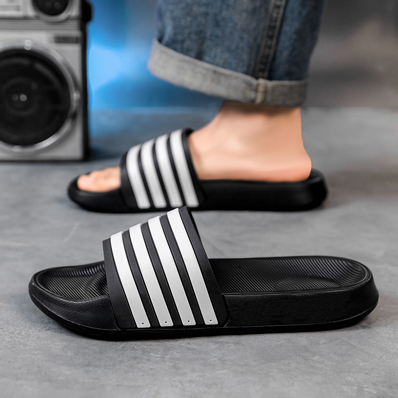 Internet Celebrity Eva Slippers for Men, Summer Outdoor Fashion Striped Non-Slip Indoor Thick-Soled Home Sandals