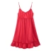 Fenton nightdress nữ mùa hè mới gợi cảm rắn màu váy lụa mô phỏng váy Hàn Quốc màu đỏ ngọt ngào lễ hội - Đêm đầm áo choàng mùa đông Đêm đầm