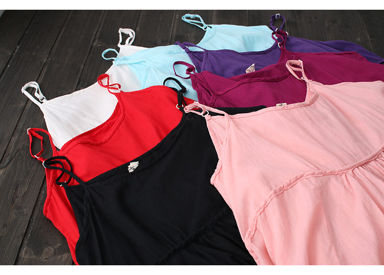 2019 mùa hè nhỏ màu đỏ tươi treo váy nữ cotton một từ không tay dài váy vest váy dưới váy - Sản phẩm HOT đầm trắng đẹp