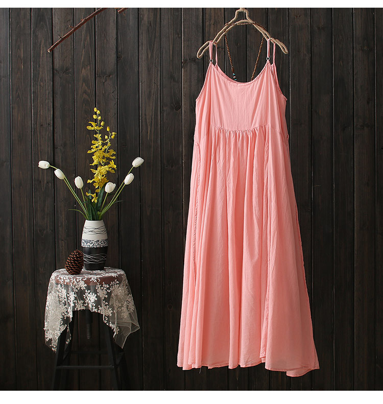 2019 mùa hè nhỏ màu đỏ tươi treo váy nữ cotton một từ không tay dài váy vest váy dưới váy - Sản phẩm HOT đầm trắng đẹp
