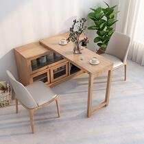 New 2023 solid wood folding dining table and sideboard integrated foldable retractable bar cabinet small apartment home dining table