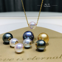 18K gold pearl Passepartout pendant Japanese seawater akoya Nanyang gold beads Tahiti blueberry purple beads aurora beads