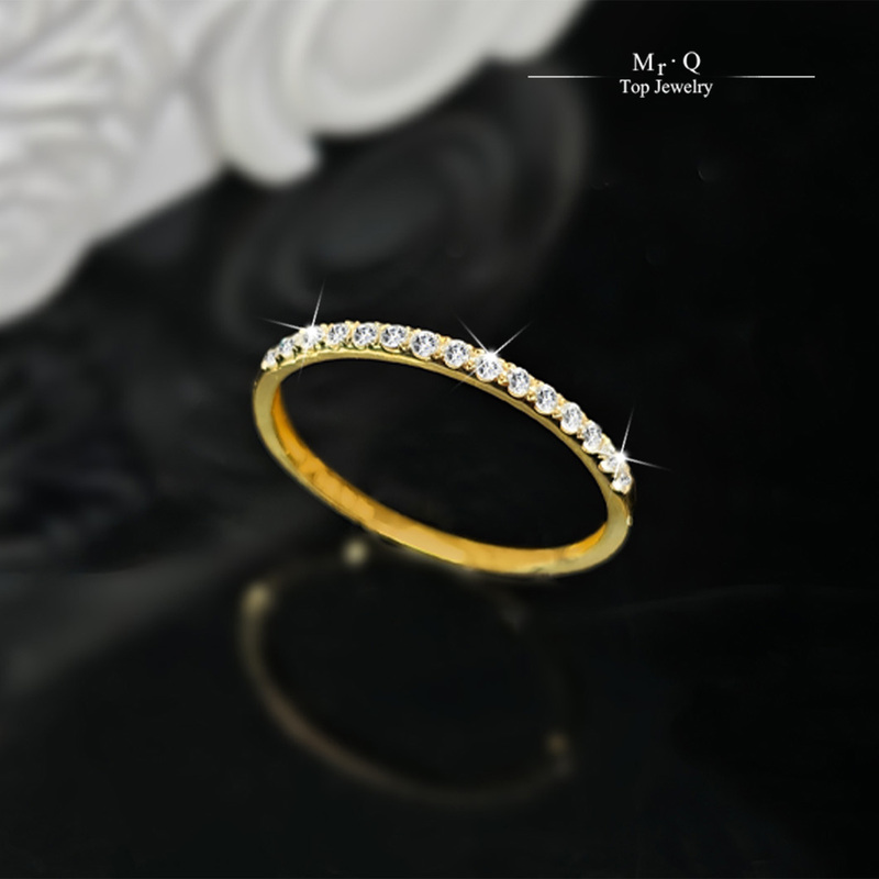 18K Gold White Bright Diamond Row Band Ring Dreamk White Rose Gold Daily Gift for Girlfriend Non-Pt9 with Certificate