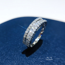 18K gold 50 points T cube sugar diamond princess row ring K white real diamond ring for female daily proposal ring certificate non-PT9