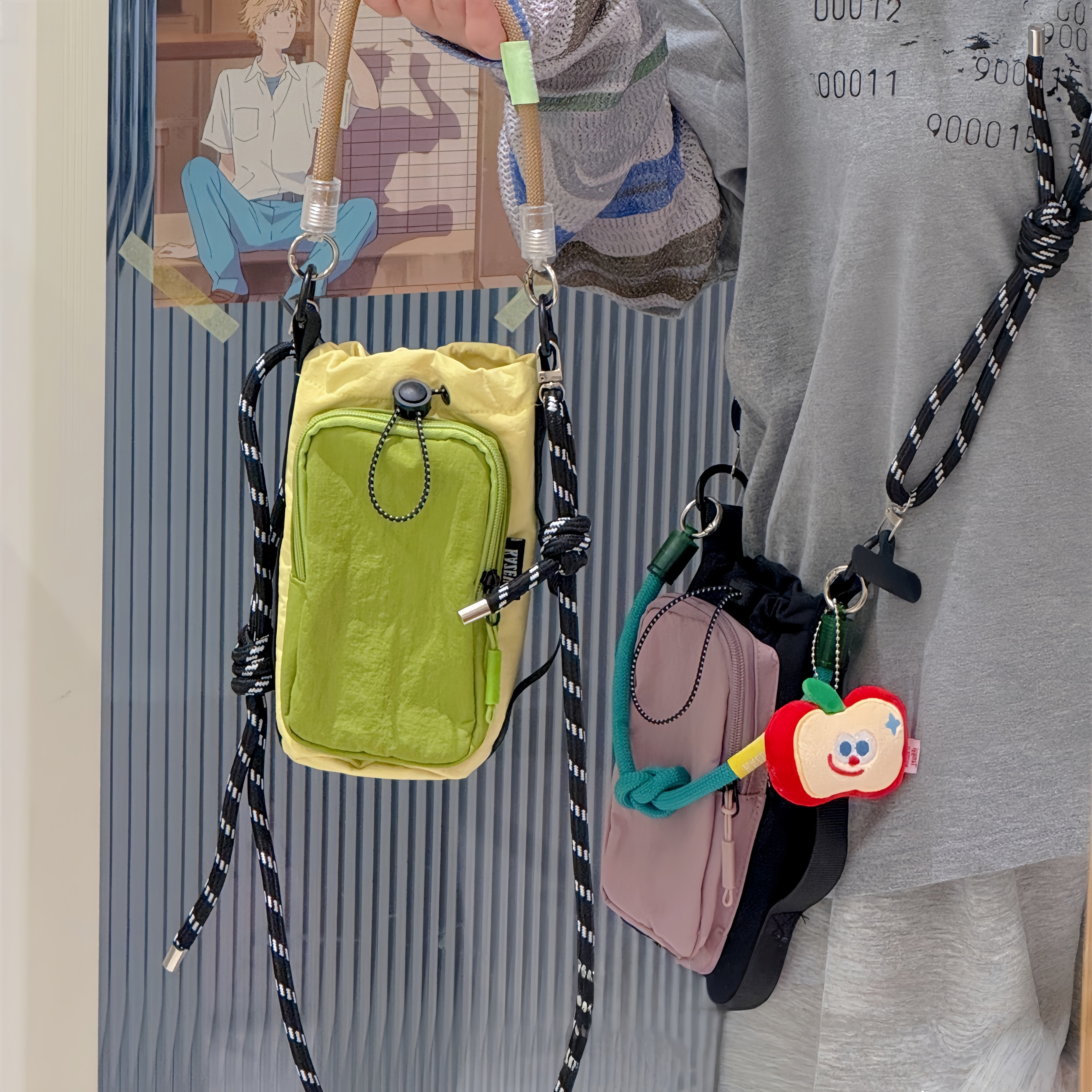 Walking bag tool crossbody small bag trendy mobile phone bag male and female students travel outdoor sports lightweight water cup bag