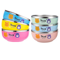 CHILDREN BOWL ANTI-FALL ANTI-BURN CARTOON CUTLERY CUTLERY DOMESTIC KINDERGARTEN BABY EAT 304 STAINLESS STEEL WITH LID INSULATION BOWL