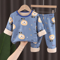 Boys  warm underwear set Velvet thickened childrens winter baby base Childrens autumn clothes autumn pants Baby girls