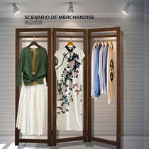Internet celebrity new Chinese style broken clothing store display wood folding wedding dress wedding dress new partition screen window display rack stacked hanging