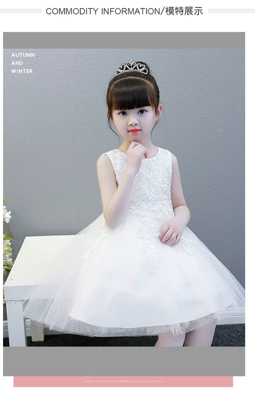 Công chúa váy cô gái váy cưới đẹp mùa hè hoa cô gái nhỏ hoa cô gái piano trang phục chủ nhà váy dạ hội trắng - Váy trẻ em