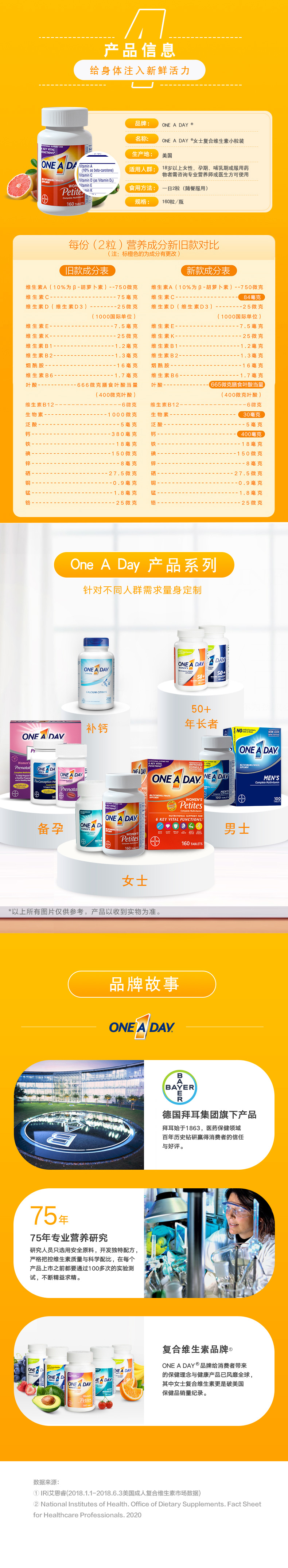 拜耳旗下 One A Day 女复合维生素 160粒/瓶 图3
