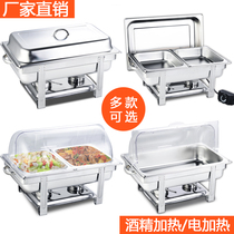 Commercial stainless steel buffet stove Electric heating Buffy stove Transparent clamshell breakfast stove Hotel rectangular insulation pot