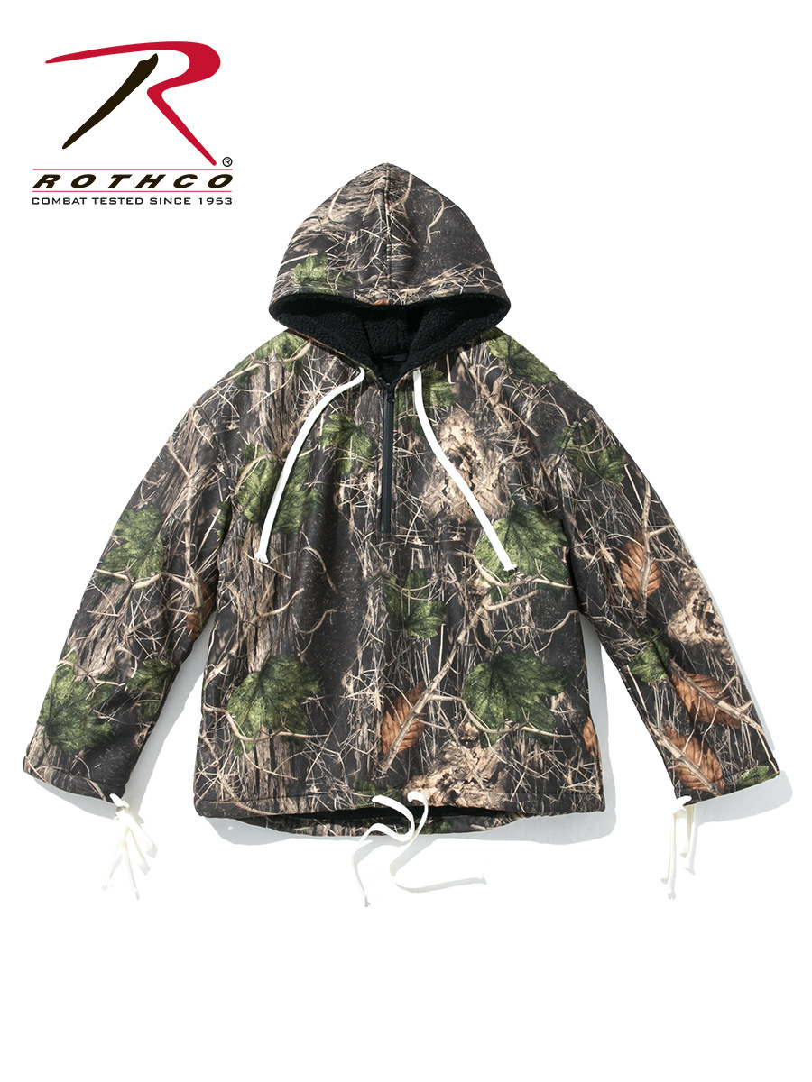 Rothco bionic branch camouflage print hooded sweatshirt winter thick warm semi-zip pull pull top jacket 1195