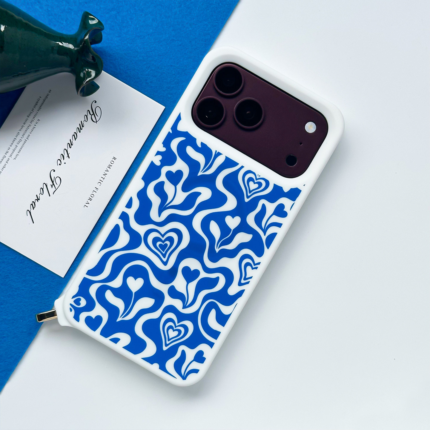 CLICHE Vintage Blue Waves Hearts iPhone Case