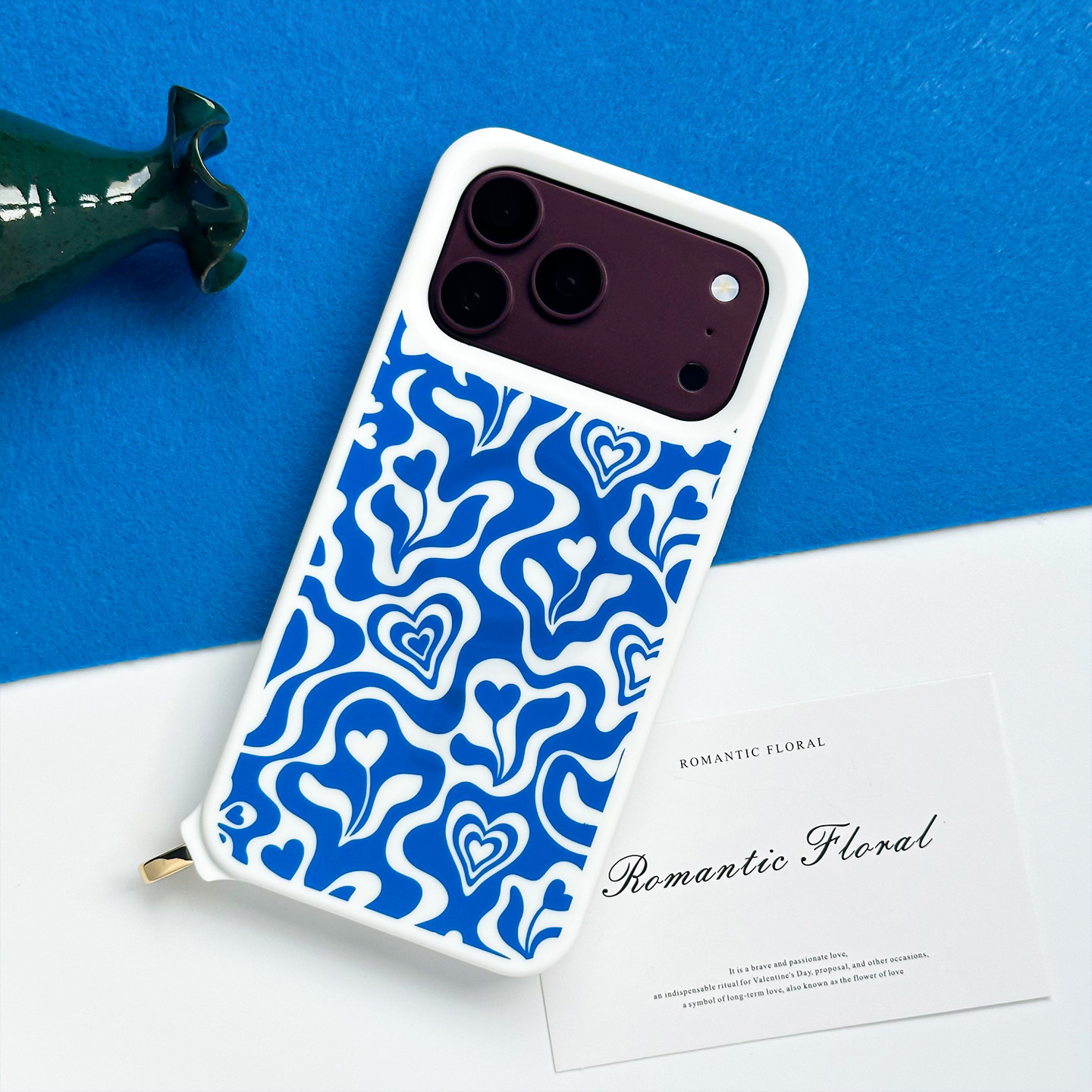 CLICHE Vintage Blue Waves Hearts iPhone Case