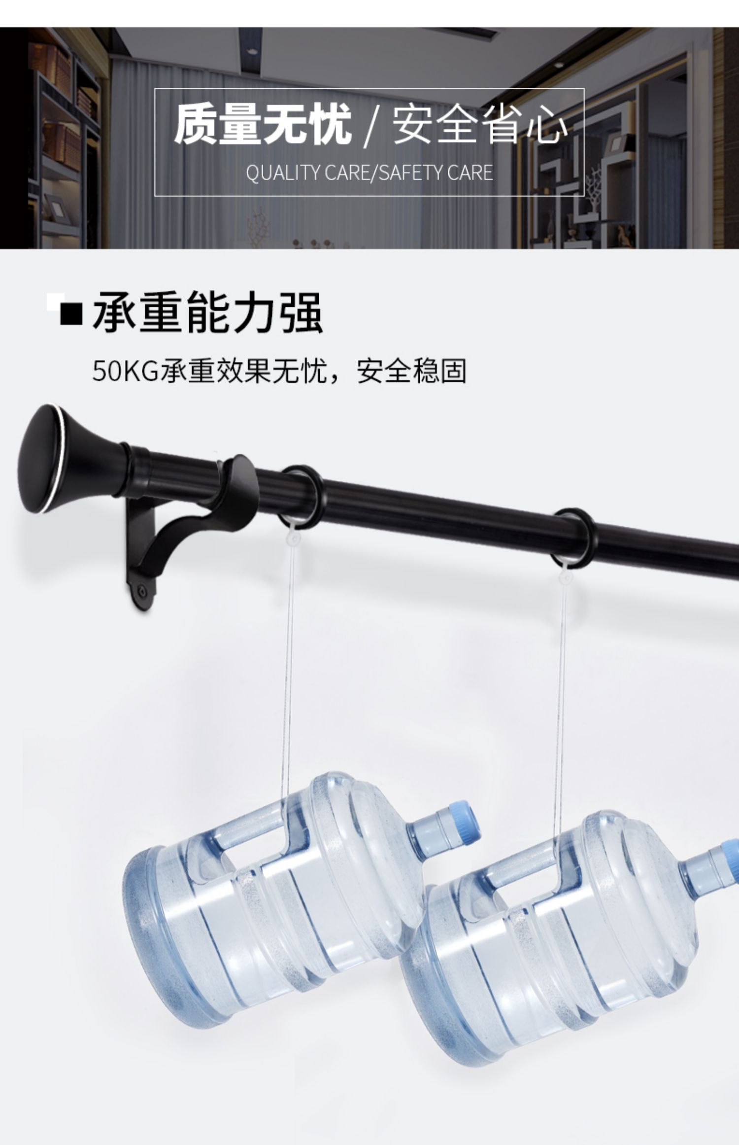 Bắc Âu Rome thanh rèm thanh đơn màu đen hiện đại tối giản hàng đầu tải bên gắn nhôm khung theo dõi - Phụ kiện rèm cửa thanh treo màn cửa sổ