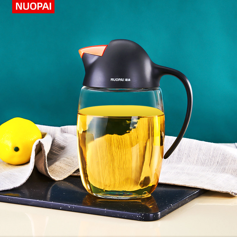 Home Leakproof Glass Oil Jug Automatic Opening And Closing Glass Bottling Oil Bottle Kitchen Anti-Hanging Oil Soy Sauce Bottle Oil Vinegar Jar Seasoned Bottle