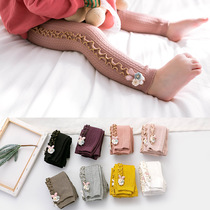  Baby pantyhose spring and autumn thin section wear foreign style girls cotton medium and thick childrens one-piece socks baby leggings