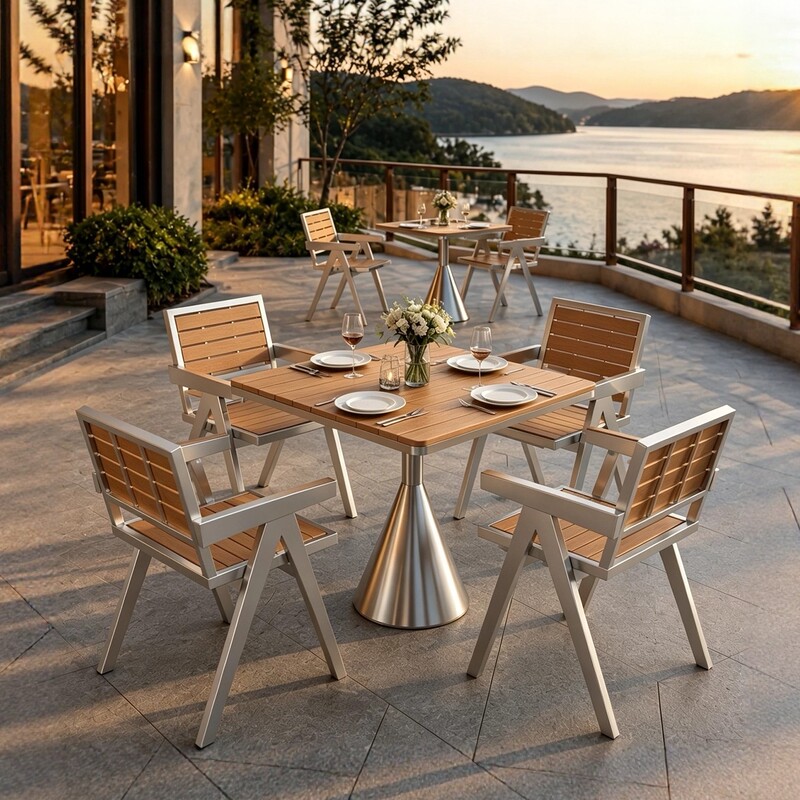 Internet-Famous Cafe Terrace Outdoor Table and Chair Set Waterproof Balcony Scenic Area Homestay Courtyard Restaurant Leisure Dining Table and Chairs Internet-Famous Cafe Terrace Outdoor Table and Chair Set Waterproof Balcony Scenic Area Homestay Courtyard Restaurant Leisure Dining Table and Chairs