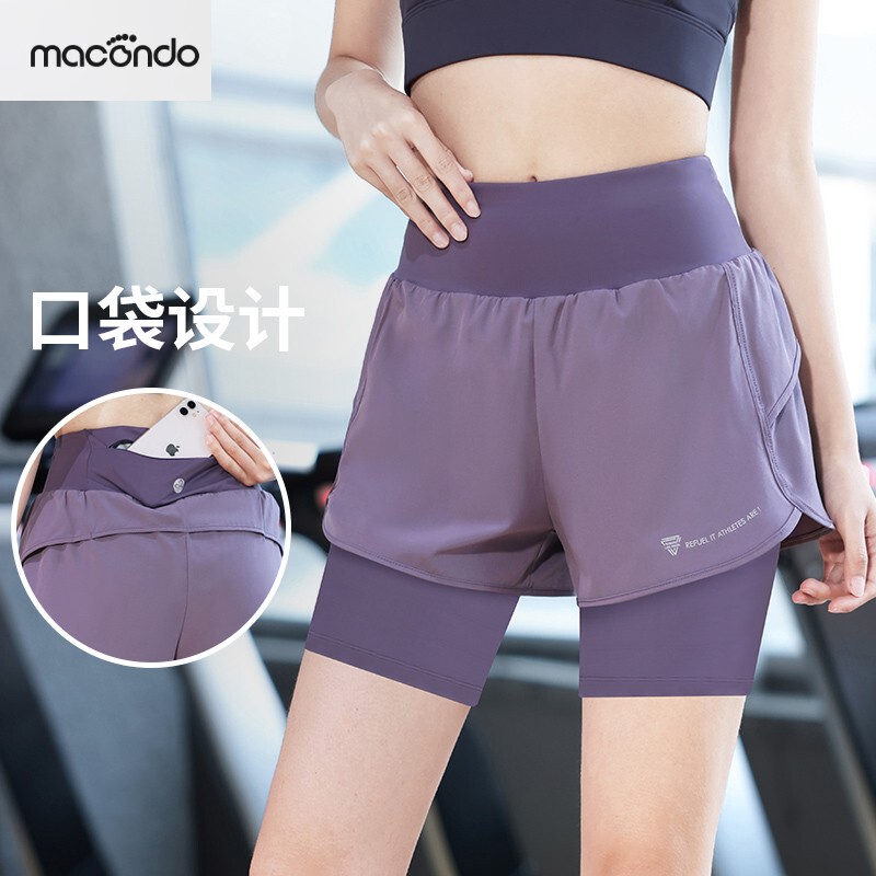 Macondo L Multi-Summer New Professional Quick-Drying Fitness Three-Point Pants Women's Anti-Exposure Sports Pants Fake Two-Piece Outdoor Running Macondo L Multi-Summer New Professional Quick-Drying Fitness Three-Point Pants Women's Anti-Exposure Sports Pants Fake Two-Piece Outdoor Running