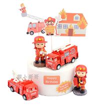 Baking Cake Decoration Firefighters Swing Piece fire truck Card Suit Hero Birthday Party Cake Dessert Dress