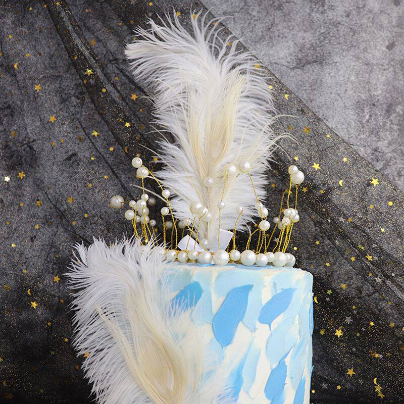 Baking Cake Decoration Meritocracy Pearl Ostrich Feather Decoration Plug-in Wedding Birthday Party Sweet table dress