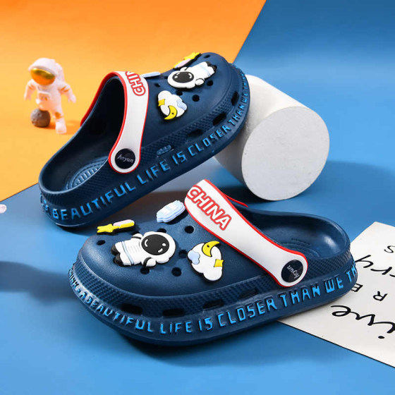 儿童洞洞鞋夏季男童拖鞋防滑软底室内宝宝中大童凉拖鞋亲子沙滩v