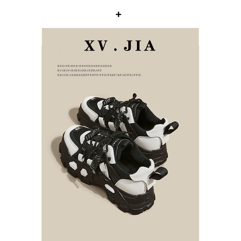 Dad shoes ins cool and super hot 2022 new spring and autumn thick bottom black all-match casual sports women's shoes