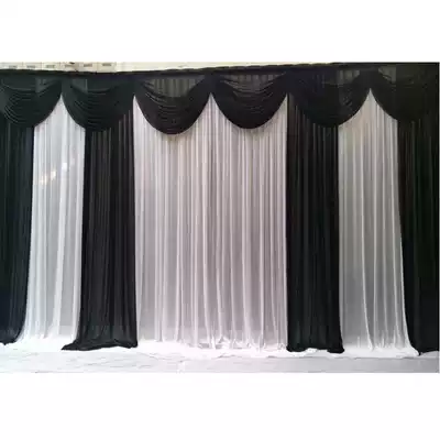New white spirit hall layout full set of background gauze curtain cloth tie funeral home funeral spirit shed black white cloth curtain