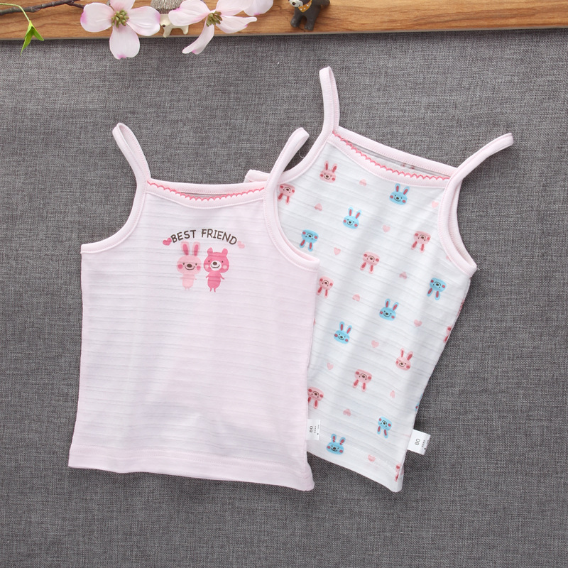 . Mùa hè mỏng tre phần bông nhỏ vest bông cô gái sling vest in lót đáy bông cotton trẻ em.