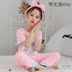 . Childrens pajamagirls mùa xuân và mùa hè bông ngắn tay quần áo đan len ve áo phù hợp với trẻ em gái ở trẻ em nhà lớn 