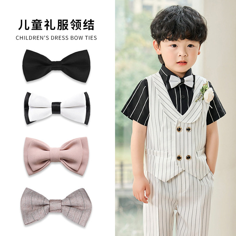 Child collar boy girl's girl Western suit shirt pure colour double collar boy elementary school student perform a performance butterfly knot-Taobao