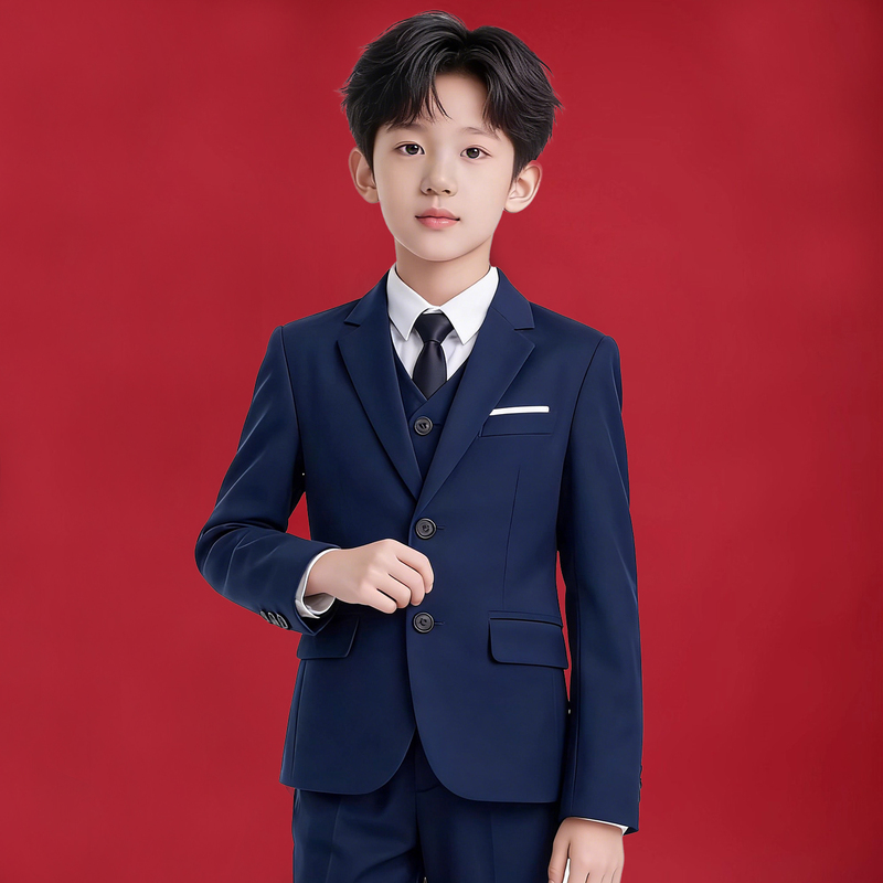 Children's Suit Set Autumn and Winter British Style Little Host Formal Wear Boys' Piano Performance Outfit Flower Boy Suit Jacket