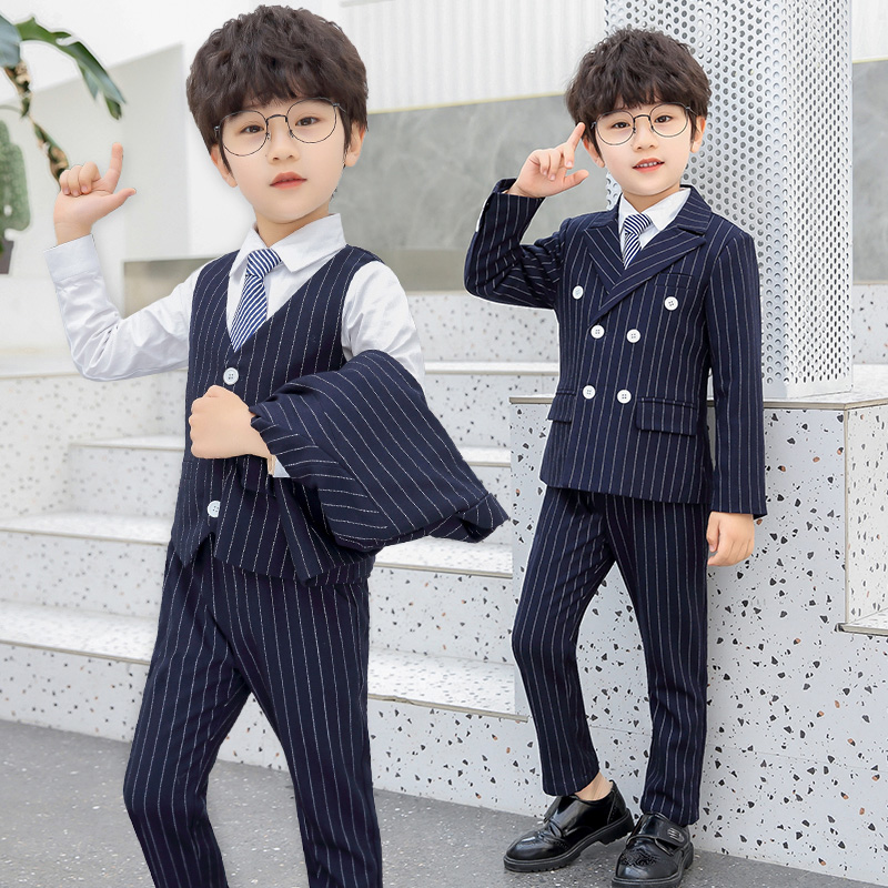 Children's dress boy white suit boy walk-up suit handsome suit spring and autumn wedding flower children's little suit
