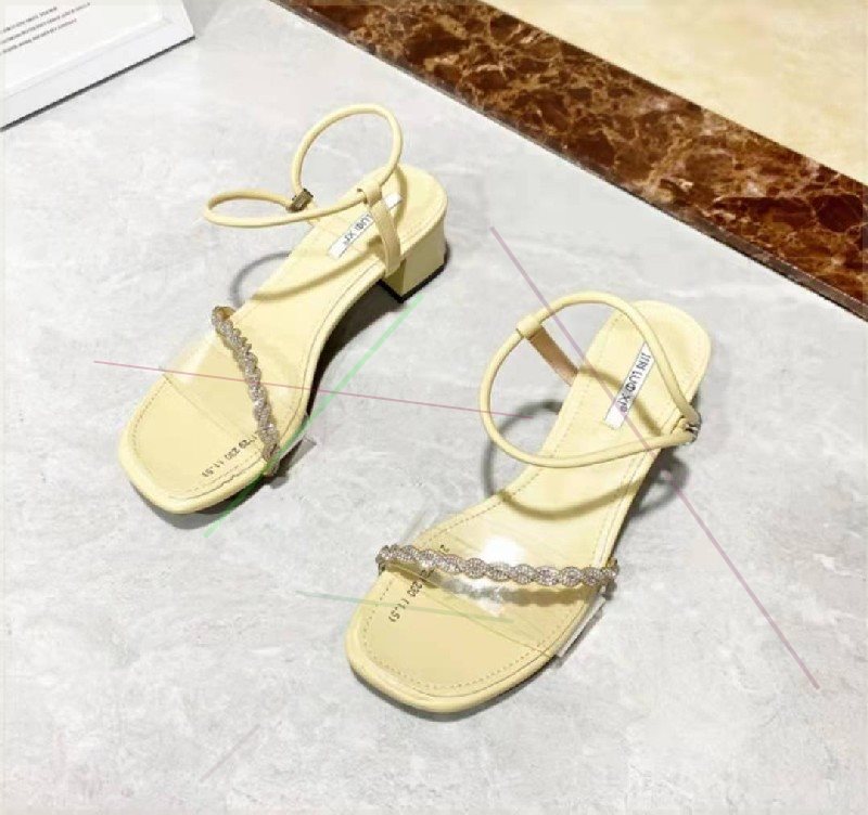 Sandal Girl in heel 2021 New Summer Korean version Pearl square head Ribbon Fairy Wind Crude Heel High Heel Shoes