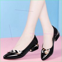 Middle Heel Single Shoes Lady High Heel Shoes Woman 2021 New Spring Autumn Rough Heel Small Leather Shoes Woman Shoes 2020 Spring Summer