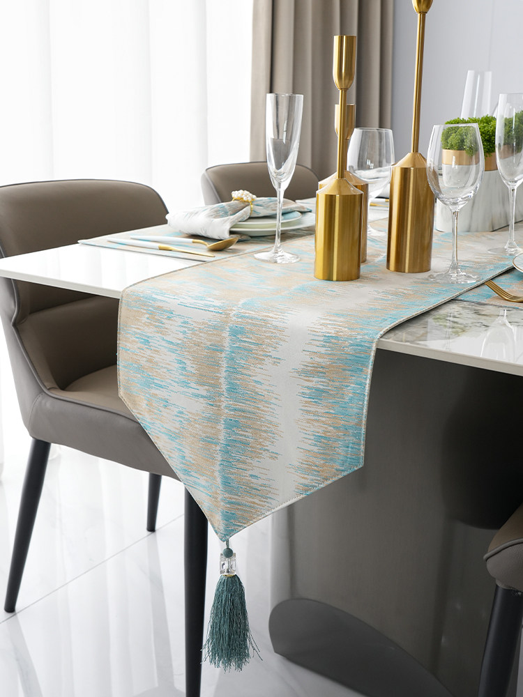 Hanging tableflag Modern minimal blue small fresh Nordic wind table decorated with light luxury new Chinese tea cover cloth