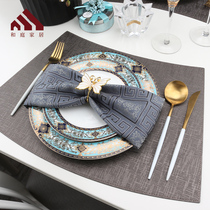 High-grade new Chinese round table fan placemat Light luxury waterproof and oil-proof Nordic Western tableware pad Plate pad Insulation pad