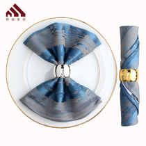 Light luxury Nordic mouth cloth Primary school napkin cloth Hotel restaurant Western mat cloth Collar flower folding flower square towel buckle ring