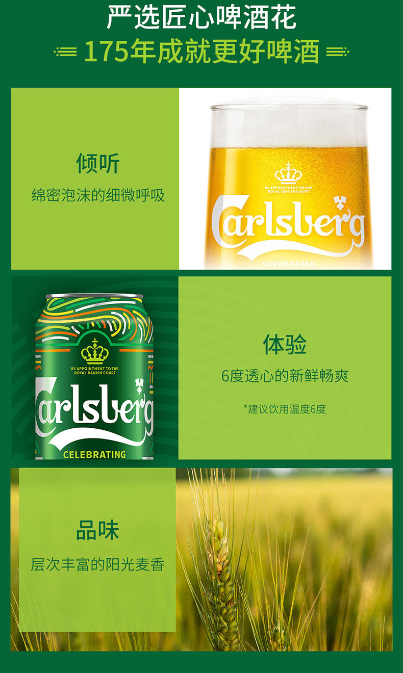 Carlsberg 嘉士伯 特醇啤酒 175周年城市限定版 500ml*18听 双重优惠折后¥89包邮