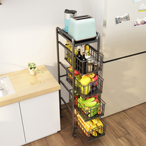 Kitchen Nip Sewn Shelve Narrow Gap Drawer push-pull Mobile Belt Wheel small cart Small family Type Vegetable Intake Rack