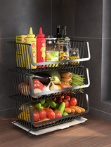 Kitchen Countertops Fruits And Vegetables Shelve Domestic Multilayer Drain Rack Table Vegetable Basket With Water Pan Ginger Garlic Containing Basket