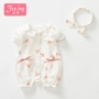 Bé gái mùa hè thân thiện cho bé Trang phục ngắn tay tươi mới 1-6 tháng nhẹ romper thoáng khí dễ thương outwear 3 - Áo liền quần quần áo thể thao trẻ em