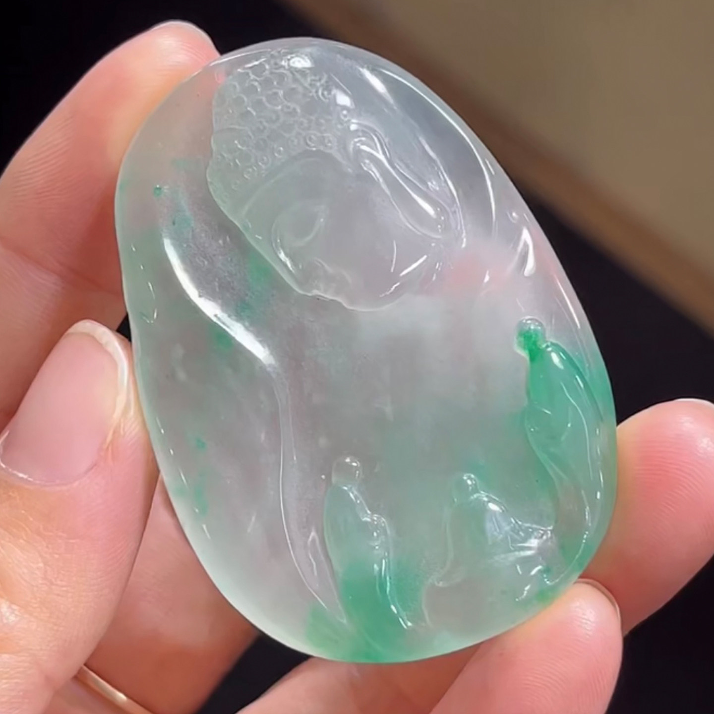 19cm ハンドメイド・手芸 氷飄花 翡翠色バングル 新疆産天然天山翠玉 氷翠