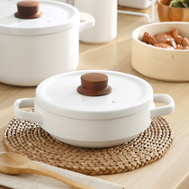 Le Lion Japanese casserole shallow pot Net red ins small casserole stew pot Household open flame gas high temperature cooking clay pot rice