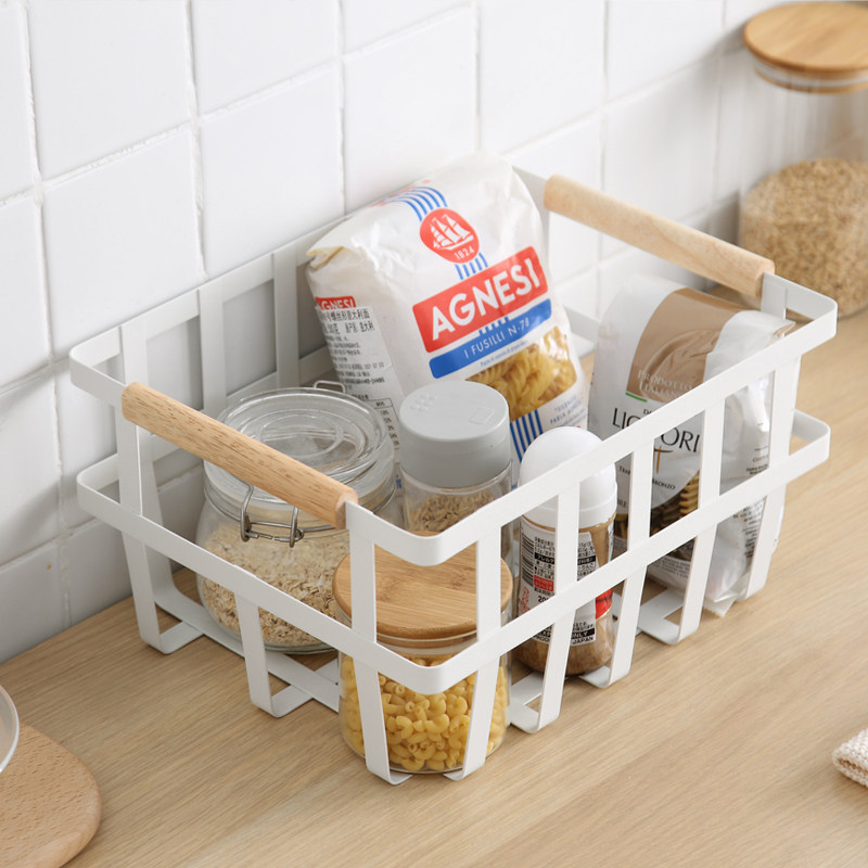 Japanese kitchen household seasoning bowl Tray storage rack cosmetics sundries storage basket desktop storage basket bowl rack metal
