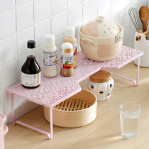 Japanese Wrought iron kitchen countertop floor seasoning condiment storage rack Storage shelf Desktop pot rack angle rack White
