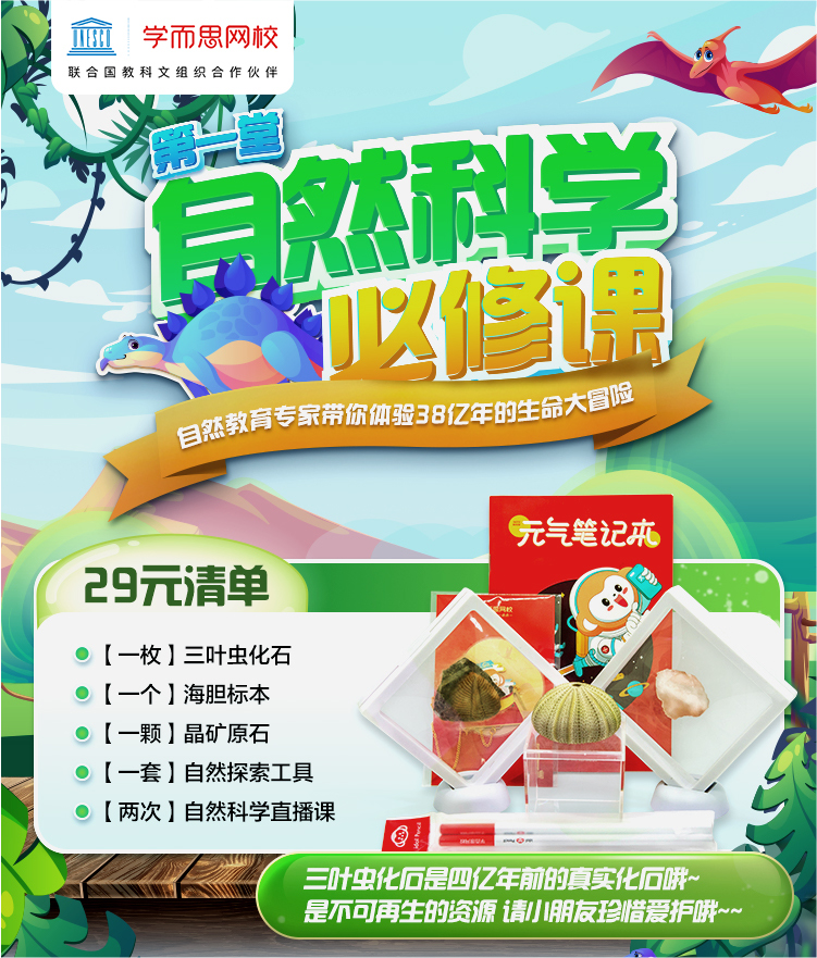 学而思 化石标本+自然直播课 天猫优惠券折后￥19包邮（￥29-10）