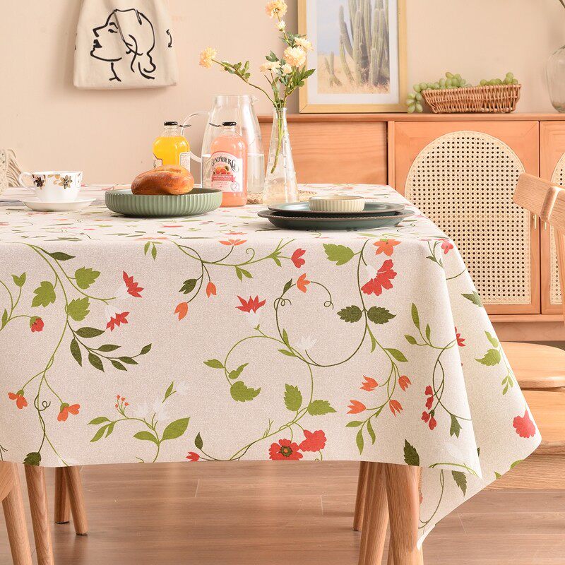 Imported high-end tablecloth rectangular light luxury lava fabric waterproof oil and washing-free dining table square