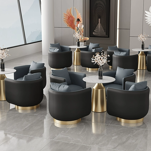 Легкий роскошный одиночный диван -стул вращающийся гостиничный прием в кафе кафе для отдыха досуга, переговоры о таблице и комбинации стула