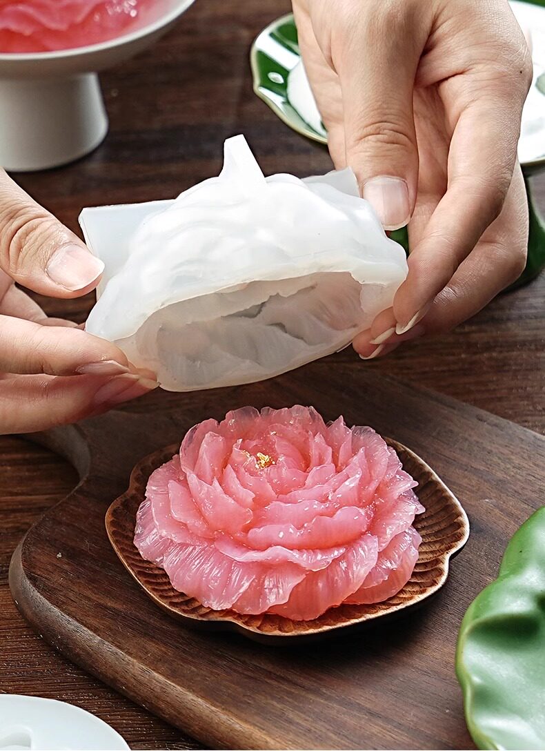 Three-Dimensional Peony Ice Cube Mold Food-Grade Silicone Lotus Milk Jelly Pudding Mousse Fondant Handmade Soap Decoration Baking — تصویر 1
